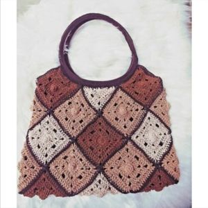 Vintage Inspired Crocheted Granny Square Bag - Boho Shoulder Purse